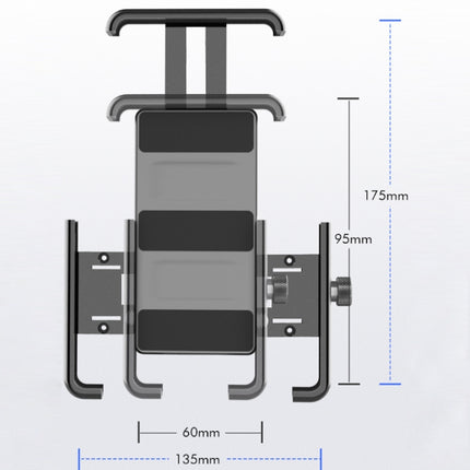 QX-21 Aluminum Alloy Bicycle Shockproof Riding Navigation Mobile Phone Holder(Black)-garmade.com