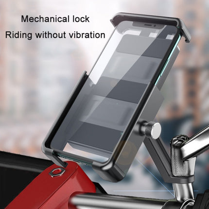 QX-21 Aluminum Alloy Bicycle Shockproof Riding Navigation Mobile Phone Holder(Black)-garmade.com