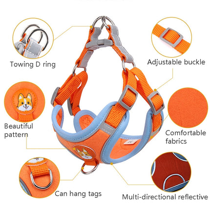 BL-867 Pet Chest Straps Reflective Dog Traction Rope, Size: M(Orange)-garmade.com