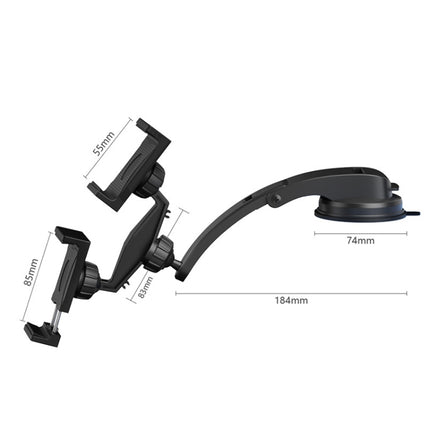 HLT212 Suction Cup Type Double Chuck Folding Car Phone Holder(Narrow Head Double Clamp)-garmade.com