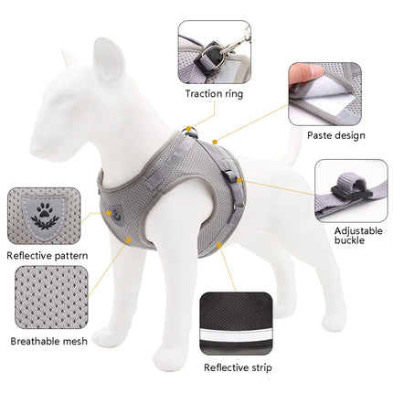 BL-844 Pet Chest Straps Reflective Breathable Dog Rope, Size: M(Silver Gray)-garmade.com