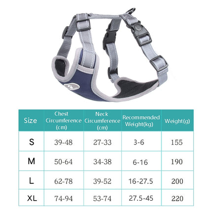 BL-852 Pet Traction Rope Mesh Breathable Dog Chest Straps L(Light Blue)-garmade.com