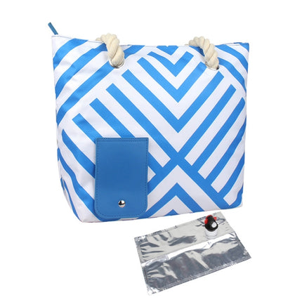 Beach Picnic Portable Wine Insulation Bag(Rhombus Blue+Liner Bag)-garmade.com
