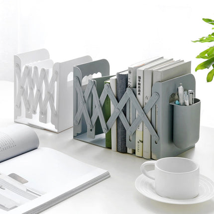 Desktop Folding And Retractable Book Storage Stand, Color: White-garmade.com