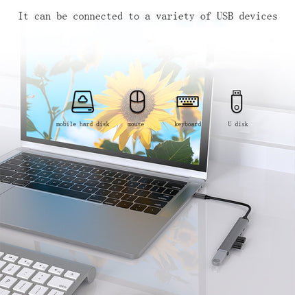 U5 Type-C Extender USB3.0 Splitter Multi-Port Expansion Dock, Number of interfaces: 4 in 1 (Type-C)-garmade.com