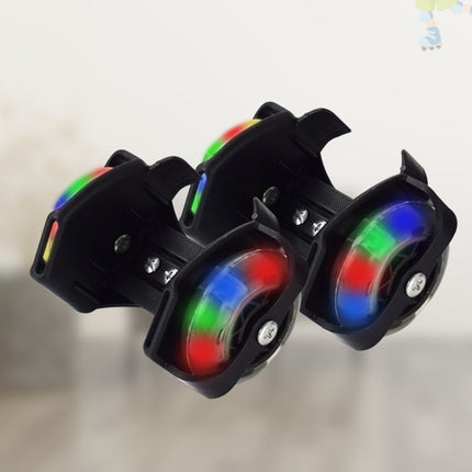 1 Pair Children Roller Skates Accessories Adjustable Three-color Luminous Wheel(Black)-garmade.com