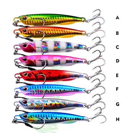 3 PCS PROBEROS LF103 Simulation Metal Sea Fishing Bait, Specification: 60g(F With Hook)-garmade.com