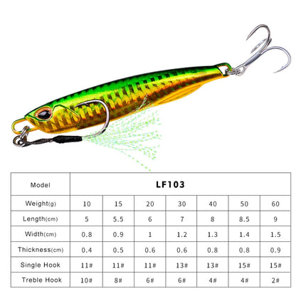 3 PCS PROBEROS LF103 Simulation Metal Sea Fishing Bait, Specification: 60g(F With Hook)-garmade.com