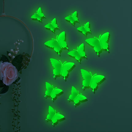 2 Sets YG005 3D Stereo Butterfly Luminous Wall Sticker( Green)-garmade.com