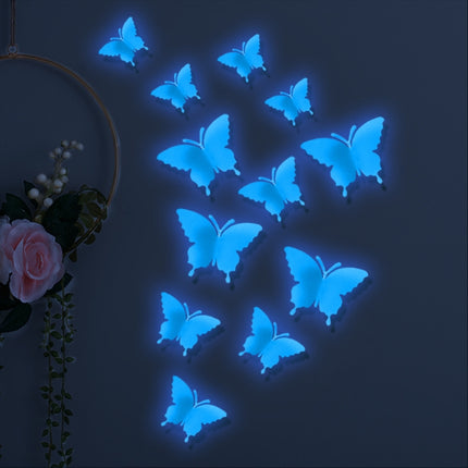 2 Sets YG005 3D Stereo Butterfly Luminous Wall Sticker( Blue)-garmade.com