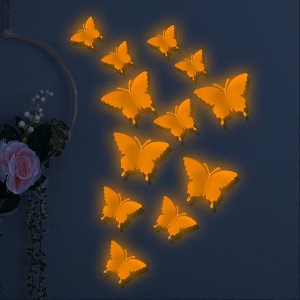 2 Sets YG005 3D Stereo Butterfly Luminous Wall Sticker( Pink)-garmade.com