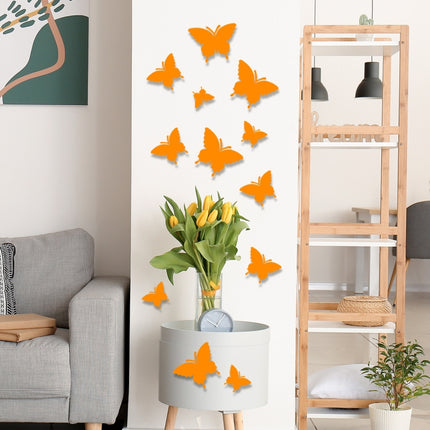 2 Sets YG005 3D Stereo Butterfly Luminous Wall Sticker(Orange)-garmade.com