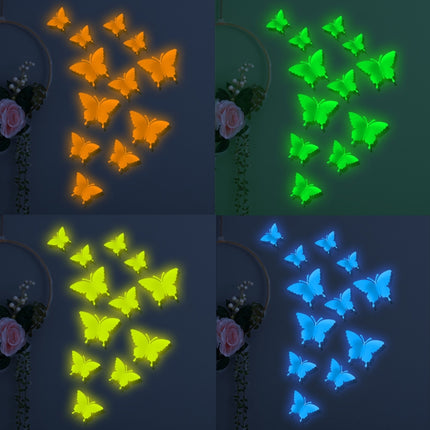 2 Sets YG005 3D Stereo Butterfly Luminous Wall Sticker(Light Green)-garmade.com