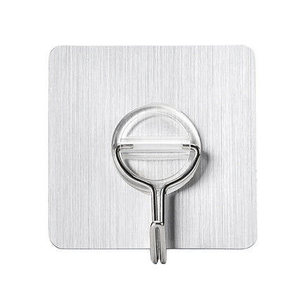 8 PCS WL-003-08 7x7cm Multifunctional Stainless Steel Adhesive Hook(Brushed Silver)-garmade.com