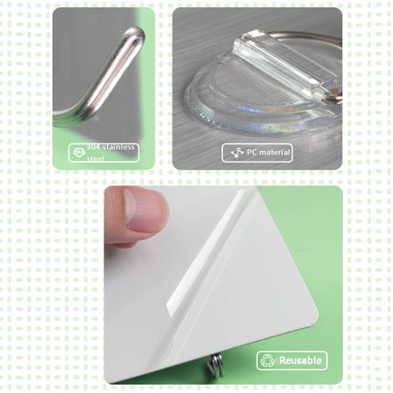 8 PCS WL-003-08 7x7cm Multifunctional Stainless Steel Adhesive Hook(Brushed Silver)-garmade.com