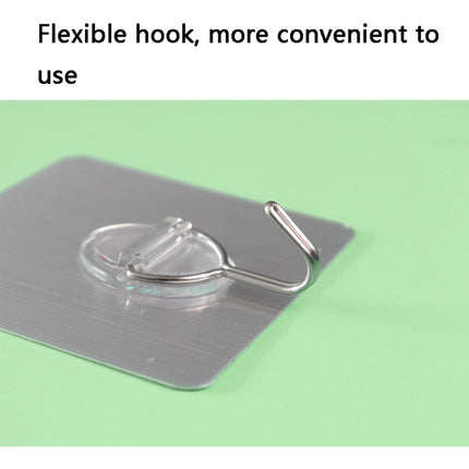 8 PCS WL-003-08 7x7cm Multifunctional Stainless Steel Adhesive Hook(Brushed Silver)-garmade.com