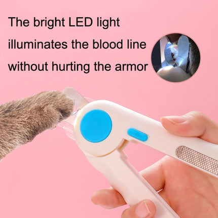 Pet Nail Clippers Nail Polisher, Style: With Lamp Type (Blue)-garmade.com