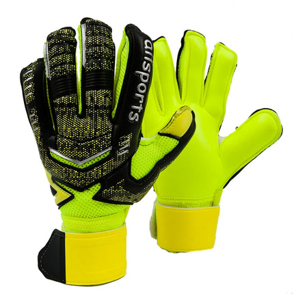 Ailsports ST5511 1 Pair Goalkeeper Thick Latex Fingers Protection Gloves, Size: 9(Fluorescent Green)-garmade.com