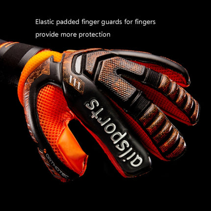 Ailsports ST5511 1 Pair Goalkeeper Thick Latex Fingers Protection Gloves, Size: 9(Fluorescent Green)-garmade.com