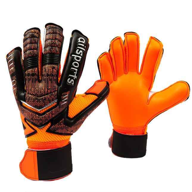 Ailsports ST5511 1 Pair Goalkeeper Thicken Latex Fingers Protection Gloves, Size: 11(Orange)-garmade.com