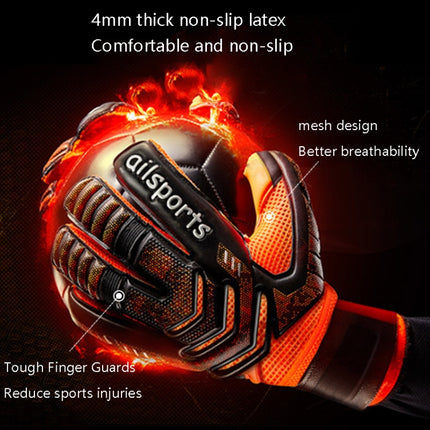 Ailsports ST5511 1 Pair Goalkeeper Thicken Latex Fingers Protection Gloves, Size: 11(Red)-garmade.com
