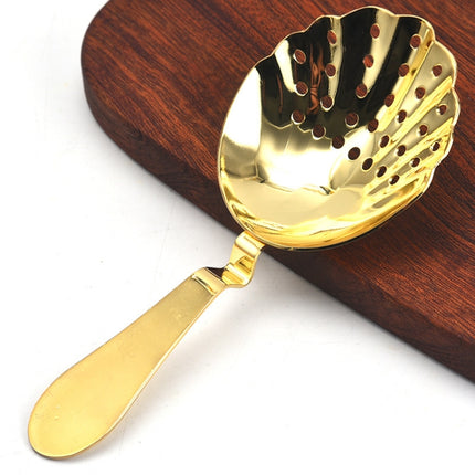 Seashell Shape Stainless Steel Strainer Cocktail Ice Filter(Gold)-garmade.com