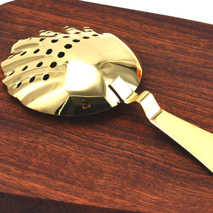 Seashell Shape Stainless Steel Strainer Cocktail Ice Filter(Gold)-garmade.com