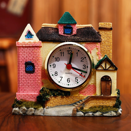 2 PCS Castle Alarm Clock Home Desktop Decoration(Pink)-garmade.com
