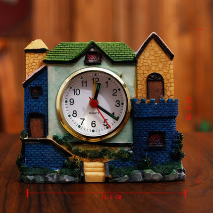 2 PCS Castle Alarm Clock Home Desktop Decoration(Pink)-garmade.com