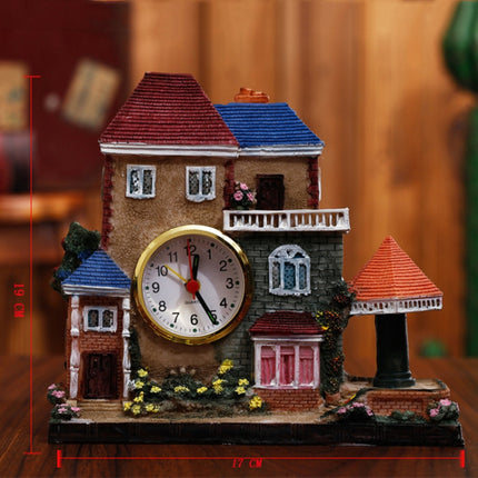 Big Castle Alarm Clock Villa Resin Craft Ornament(Right Pink Pavilion)-garmade.com