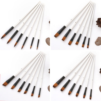 Zhuting 2 Packs Nylon Wool Stick Gouache Brush Set(6PCS/Set Tongue Peak)-garmade.com