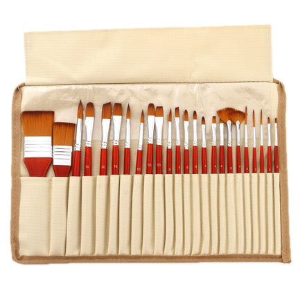 24 PCS/Set Canvas Bag Nylon Wool Gouache Brush Set(Red Pole)-garmade.com