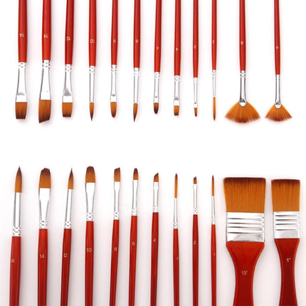 24 PCS/Set Canvas Bag Nylon Wool Gouache Brush Set(Red Pole)-garmade.com
