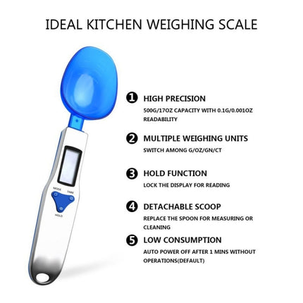 300g / 0.1g Kitchen Scale Electronic Measuring Spoon Scale With Three Spoons-garmade.com
