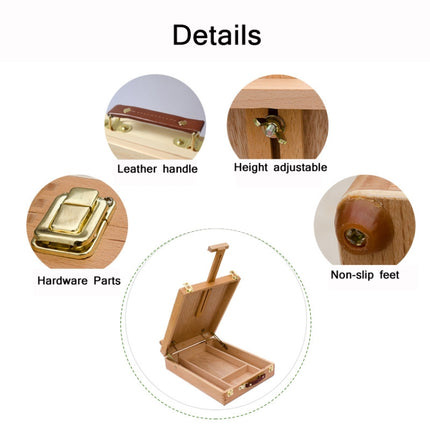 Round Corner Portable Oil Painting Box Multifunctional Painting Stand(Wood Color)-garmade.com