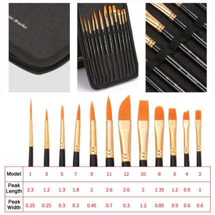 12 PCS/Set Multi-Function Gouache Oil Brush Set With Storage Bag Palette Scraper(Black)-garmade.com