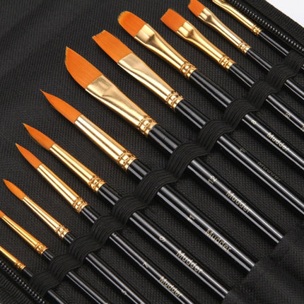 12 PCS/Set Multi-Function Gouache Oil Brush Set With Storage Bag Palette Scraper(Black)-garmade.com