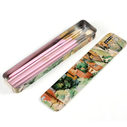 10 PCS/Set Fine Art Pig Bristle Fishtail Gouache Brush With Iron Box(Blue Rod)-garmade.com