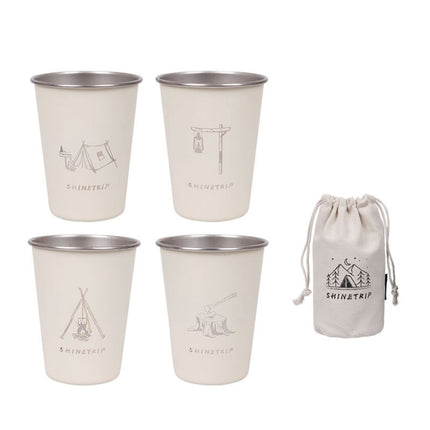 Shinetrip A403 4 PCS / Set Outdoor 304 Stainless Steel Coffee Cup(Beige)-garmade.com