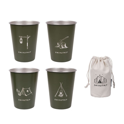 Shinetrip A403 4 PCS / Set Outdoor 304 Stainless Steel Coffee Cup(Green)-garmade.com