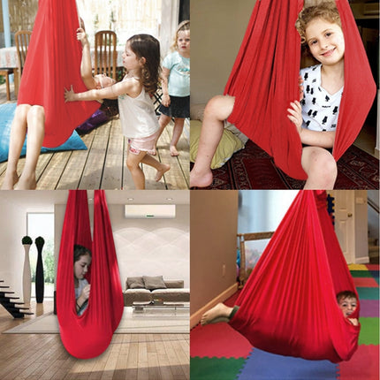 Kids Elastic Hammock Indoor Outdoor Swing, Size: 1x2.8m (Red)-garmade.com