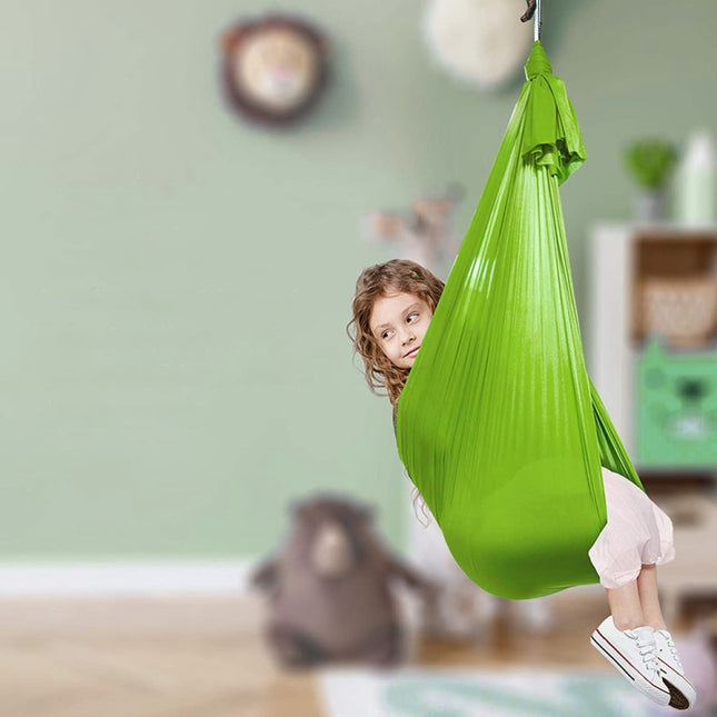 Kids Elastic Hammock Indoor Outdoor Swing, Size: 1x2.8m (Green)-garmade.com