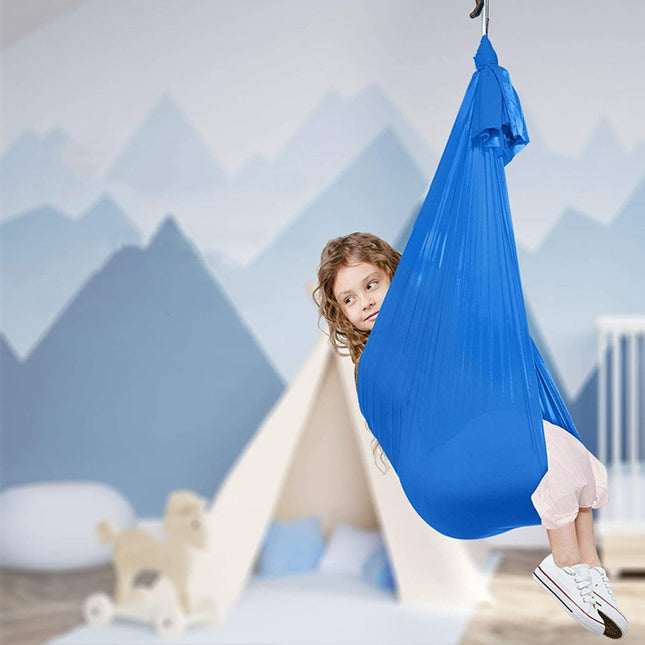 Kids Elastic Hammock Indoor Outdoor Swing, Size: 1x2.8m (Dark Blue)-garmade.com