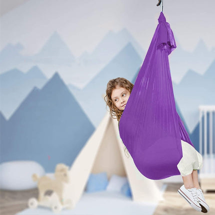 Kids Elastic Hammock Indoor Outdoor Swing, Size: 1x2.8m (Purple)-garmade.com