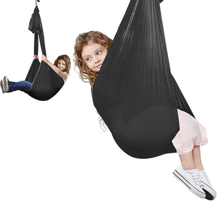 Kids Elastic Hammock Indoor Outdoor Swing, Size: 1x2.8m (Black)-garmade.com