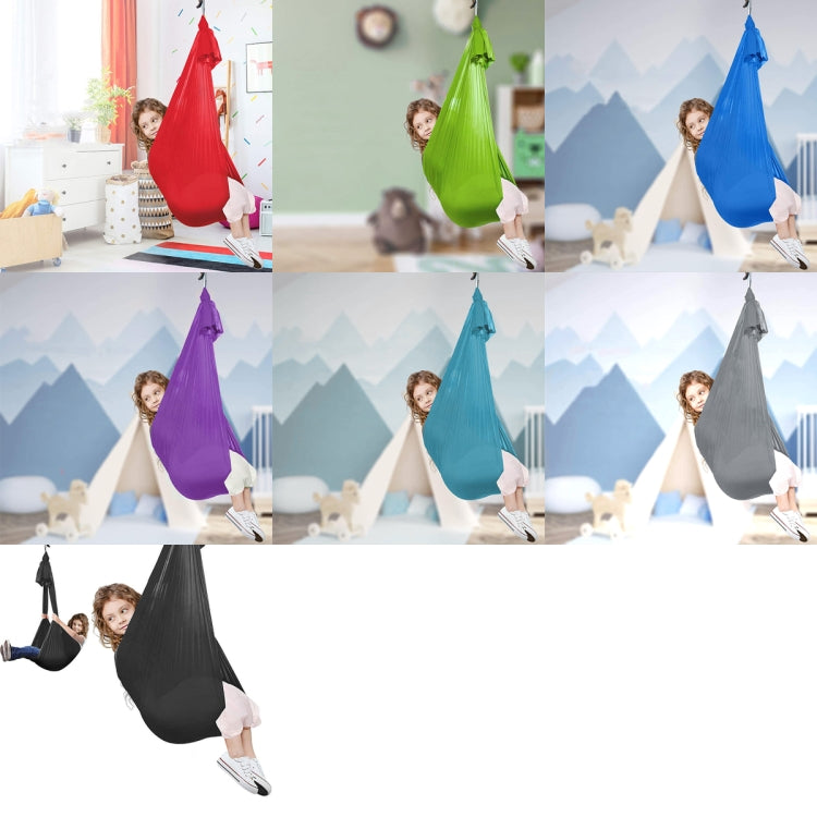 Kids Elastic Hammock Indoor Outdoor Swing, Size: 1x2.8m (Black)-garmade.com