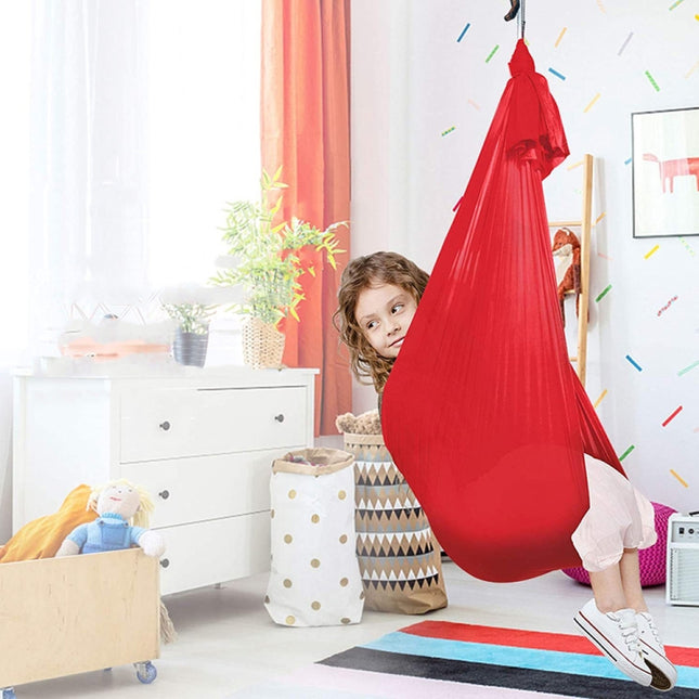 Kids Elastic Hammock Indoor Outdoor Swing, Size: 1.5x2.8m (Red)-garmade.com