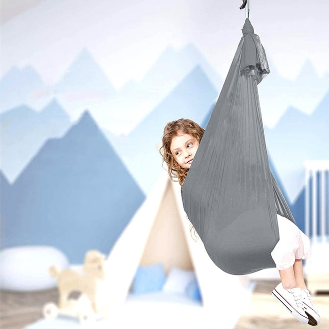 Kids Elastic Hammock Indoor Outdoor Swing, Size: 1.5x2.8m (Silver Gray)-garmade.com