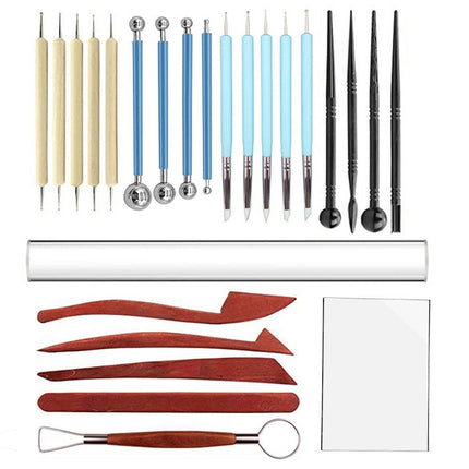 25 in 1 Soft Pottery Clay Sculpture Production Combination Art Supplies Set-garmade.com