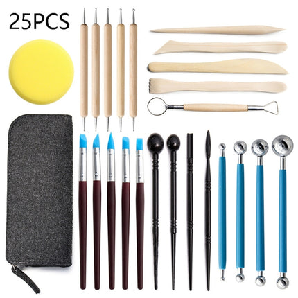 25-In-1 Soft Pottery Clay Sculpture Production Combination Art Supplies Set-garmade.com